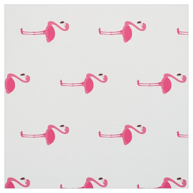 Tropical Pink Flamingos on White Fabric (Swatch)
