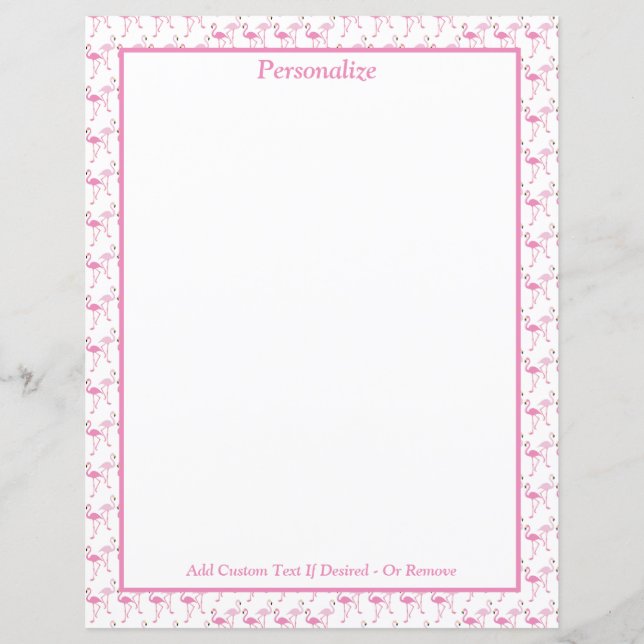 Tropical Pink Flamingos Personalize Stationery (Front)