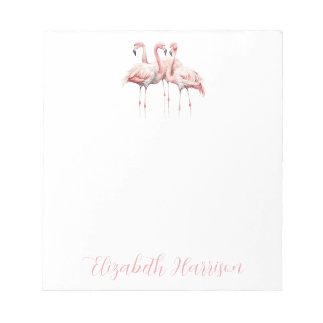Tropical Pink Flamingos Personalized Notepad (Front)