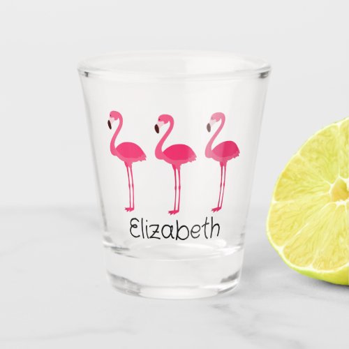 Tropical Pink Flamingos Personalized Shot Glass