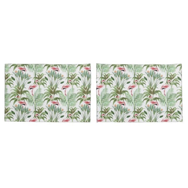 Tropical Pink Flamingos Pillowcase (Back-Set)