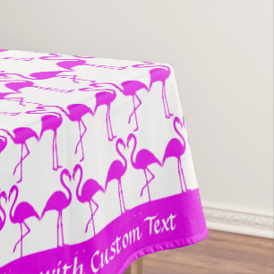 Tropical Pink Flamingos Romantic Heart Twosomes Tablecloth