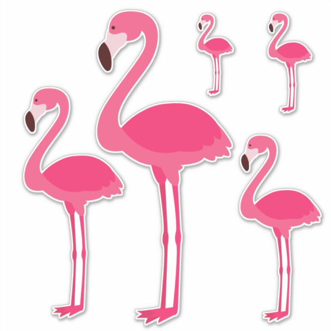 Tropical Pink Flamingos Sticker (Front)