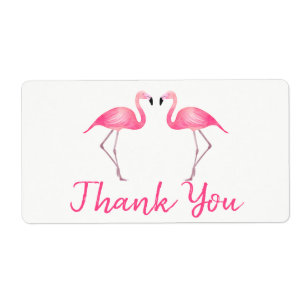 Tropical Pink Flamingos Thank  - Wedding Beach Label