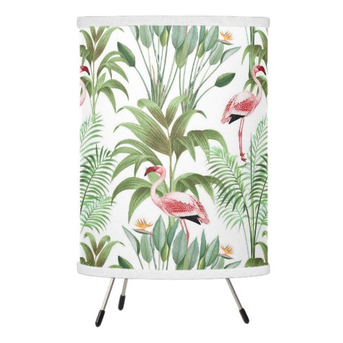 Tropical Pink Flamingos Tripod Lamp