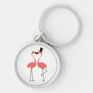 Tropical Pink Flamingos - Wedding, Bridal Shower Keychain