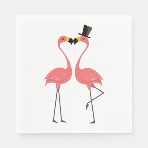 Tropical Pink Flamingos  Wedding Bridal Shower Napkins