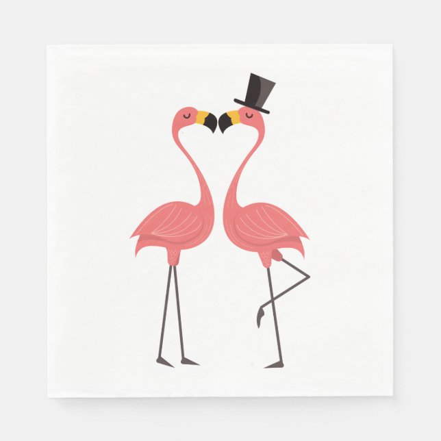 Tropical Pink Flamingos  Wedding, Bridal Shower Napkins (Front)