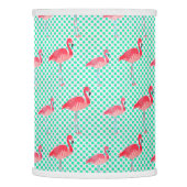 Tropical Pink Flamingos with Mint Polka Dots Lamp Shade (Left)