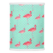 Tropical Pink Flamingos with Mint Polka Dots Lamp Shade (Right)