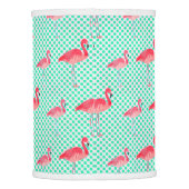 Tropical Pink Flamingos with Mint Polka Dots Lamp Shade (Back)