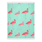 Tropical Pink Flamingos with Mint Polka Dots Lamp Shade (Front)