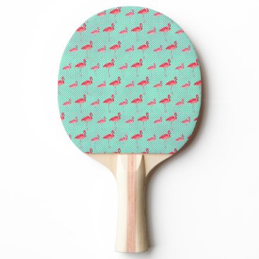 Tropical Pink Flamingos with Mint Polka Dots Ping Pong Paddle Tropical Pink Flamingos with Mint Polka Dots Ping Pong Paddle