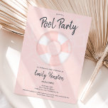 Tropical pink floater pool party Sweet 16 Invitation<br><div class="desc">Modern pool party with a pink round striped floater illustration Sweet 16 on an editable light pastel pink water background,  the color can be changed. A fun and cool summer party invitation</div>