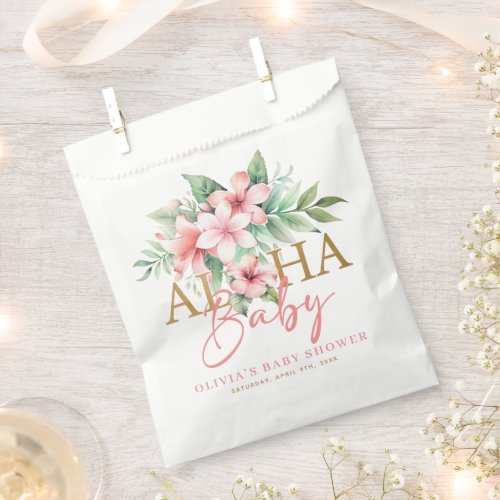Tropical Pink Floral Aloha Baby Shower Favor Bag