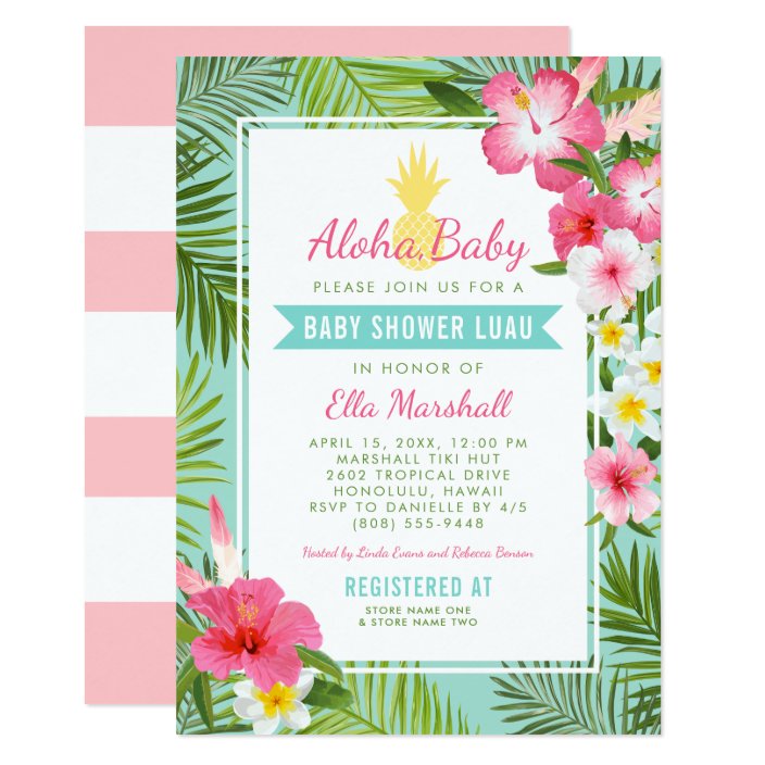 hawaiian themed baby shower invitations