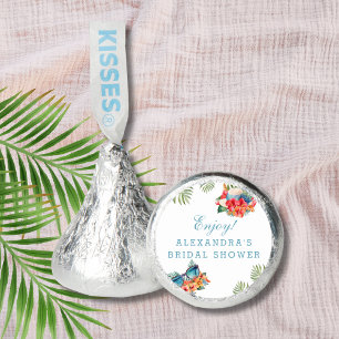 Tropical Pink Floral Beach Bridal Shower Favor