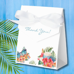 Tropical Pink Floral Beach Bridal Shower Favor Boxes