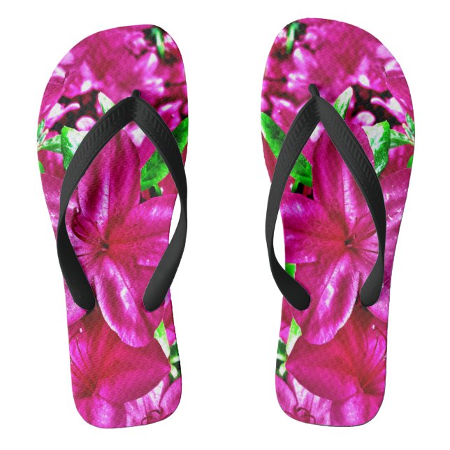 Tropical Pink Floral Flip Flops (Footbed)