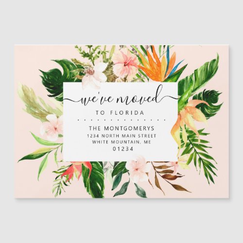 Tropical Pink Floral Greenery Florida Moving