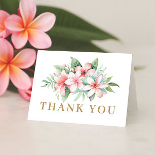 Tropical Pink Floral Letterpress Thank You Card