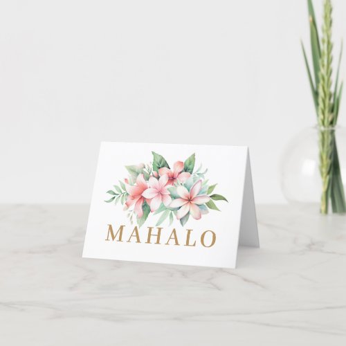 Tropical Pink Floral Mahalo Thank You Card