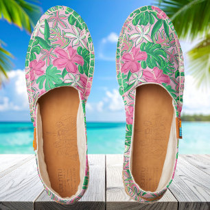 Tropical Pink Floral / Pink & White Flower Summer Espadrilles