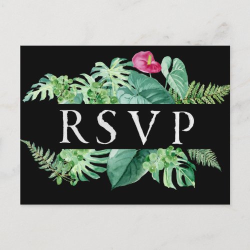 Tropical Pink Floral RSVP Postcard Meal Choice