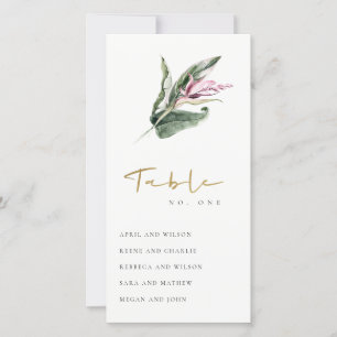 Tropical Pink Floral Seating Chart Table Number