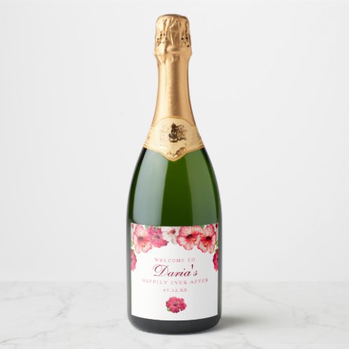 Tropical Pink Floral Wine Label