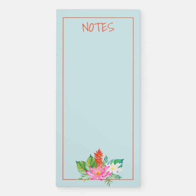 Tropical Pink Flower Notes Magnetic Notepad (Front)