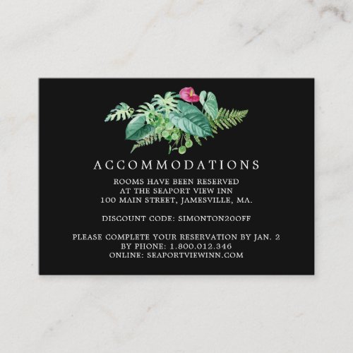 Tropical Pink Flower Wedding Accommodation Enclosure Card