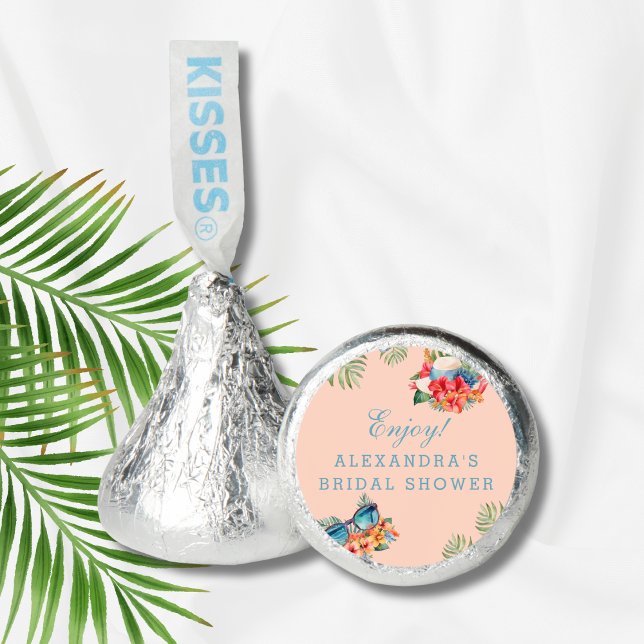 Tropical Pink Flowers Beach Bridal Shower Favor (Creator Uploaded)