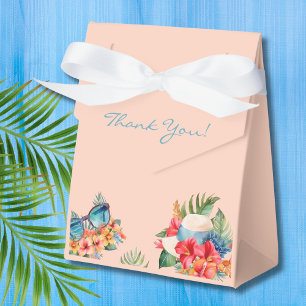 Tropical Pink Flowers Beach Bridal Shower Favor Boxes