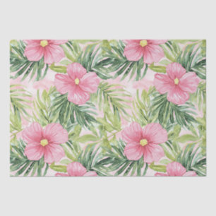 Tropical Pink Flowers Bridal Shower Tissue Paper