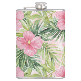 Tropical Pink Flowers   Flask