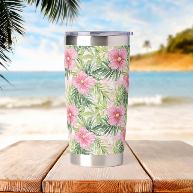 Tropical Pink Flowers   Insulated Tumbler (Beach)