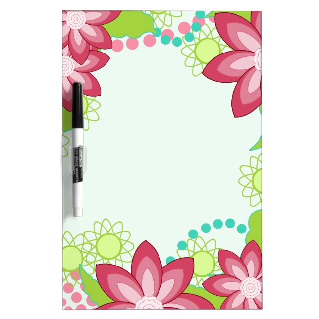 Tropical Pink Flowers | Lovely Stationery Supplies Dry Erase Board (Front)