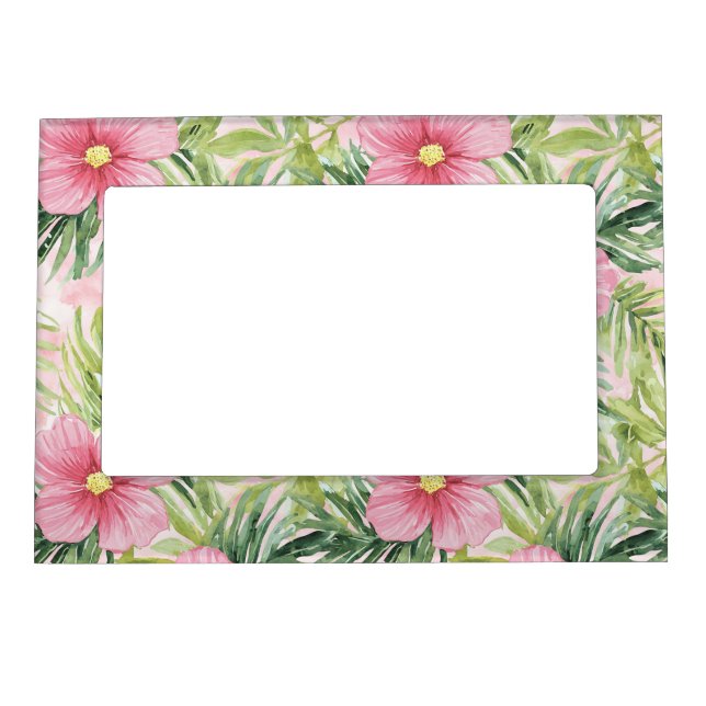 Tropical Pink Flowers   Magnetic Frame (Front)