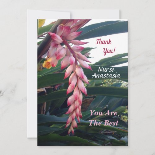 Tropical Pink Flowers Nurse Doctor Employee Thank You Card