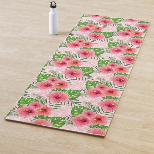 Tropical Pink Flowers Yoga Mat (In Situ)