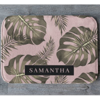 Tropical Pink & Gold Palm Leaves Pattern & Name 