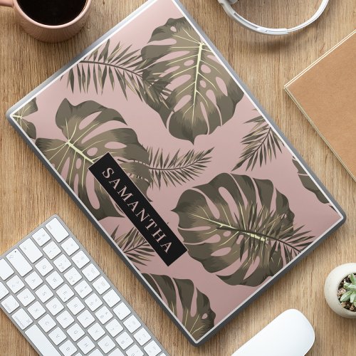 Tropical Pink  Gold Palm Leaves Pattern  Name  HP Laptop Skin