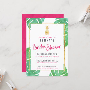 Tropical Pink & Gold Pineapple Bridal Shower Invitation