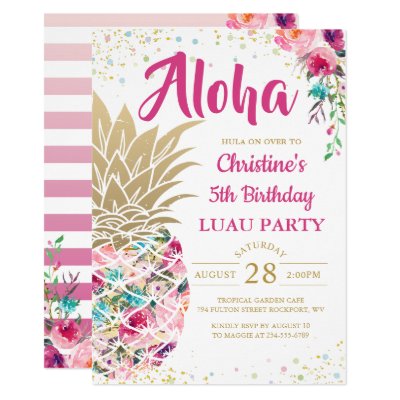Tropical Luau Birthday Invitation Zazzle Com