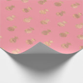 Tropical Pink Gold Pineapple Pattern Wrapping Paper (Corner)