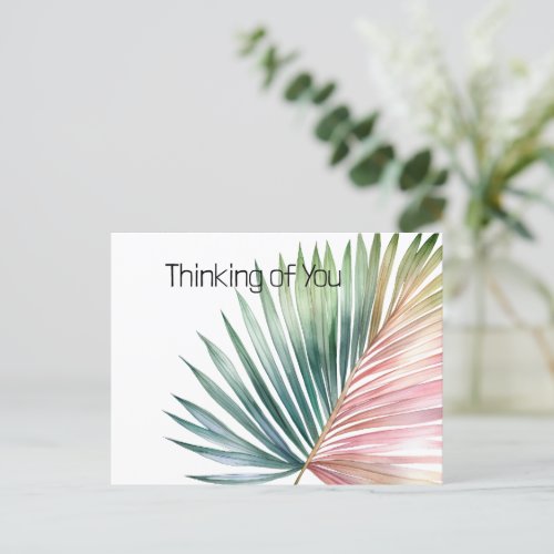 Tropical Pink Green Leaf  Postcard