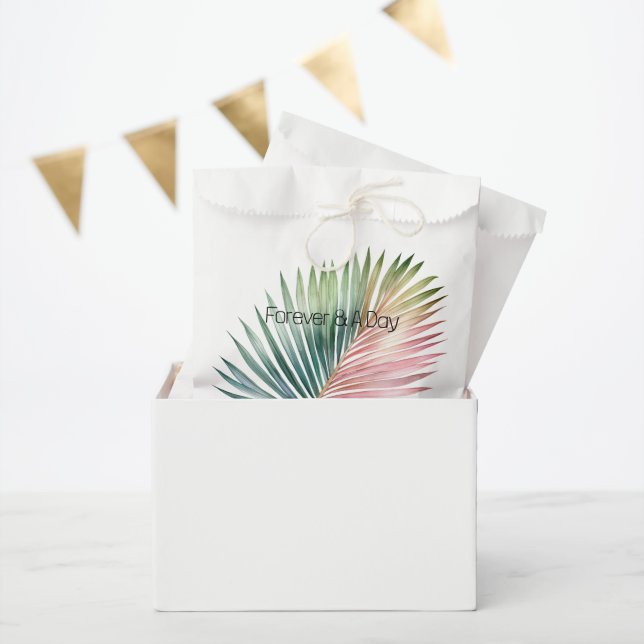 Tropical Pink Green Leaf Wedding Favor Bag (Party)