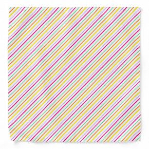 Tropical Pink Green Orange Yellow Stripes Bandana