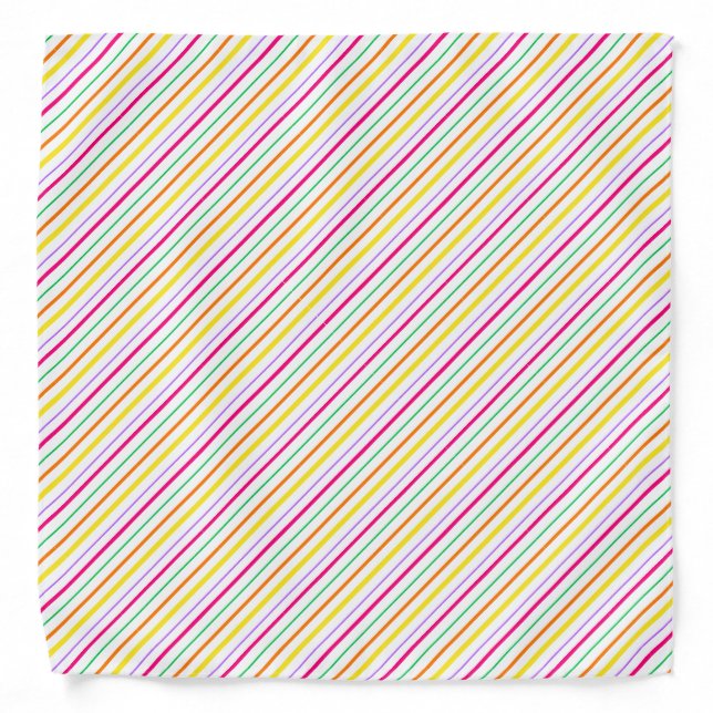 Tropical Pink Green Orange Yellow Stripes Bandana (Front)